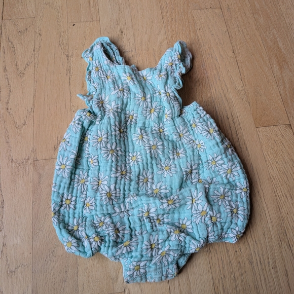 Angel Dear Other - Angel Dear Mint Green Floral Baby Romper